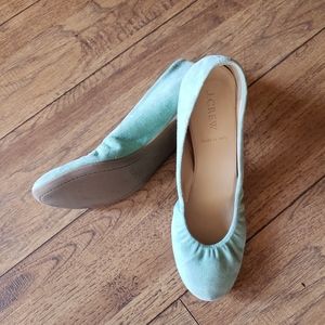 J. Crew cece suede flats in turquoise size 7